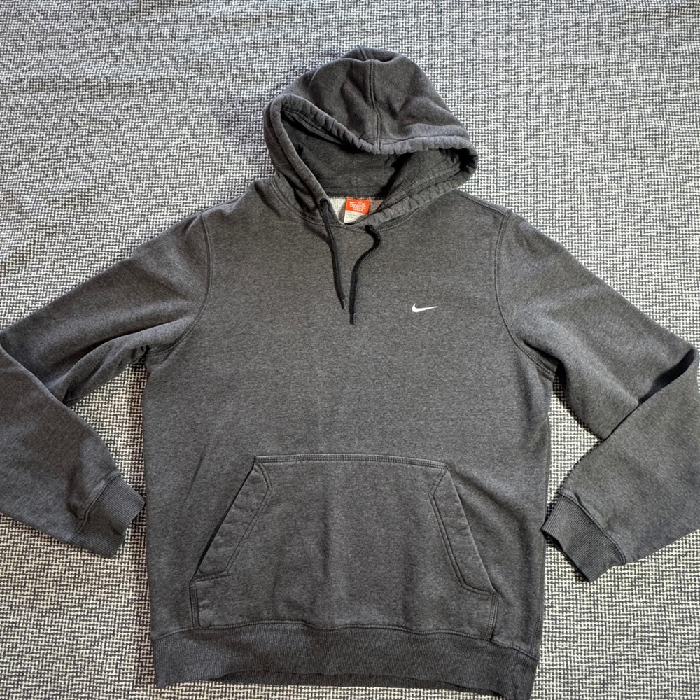 Nike Y2K Mens The Athletic Dept Hoodie Charcoal Grey Embroidered Swoosh Size M